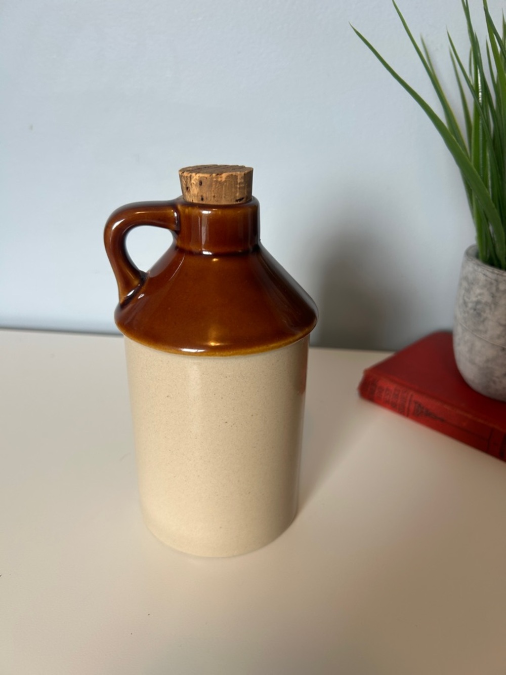 Vintage Japan Stoneware Jug 
 Rustic Brown Beige Pottery 6”